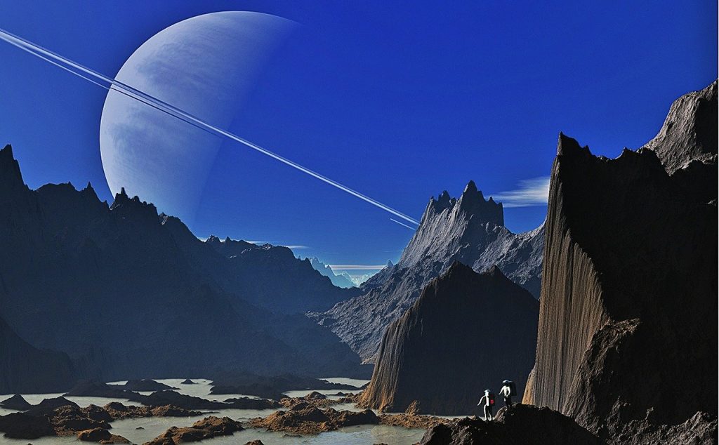 saturn, landscape, mountains