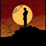 man, moon, hill