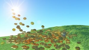solar energy, gold coins, sunshine